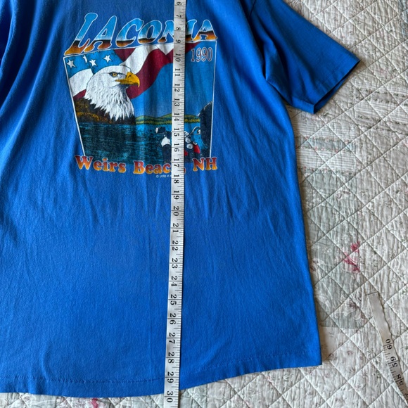 Vintage 1990s Laconia T Shirt Double Side Graphic Print Made in USA Size L - Picture 7 of 9